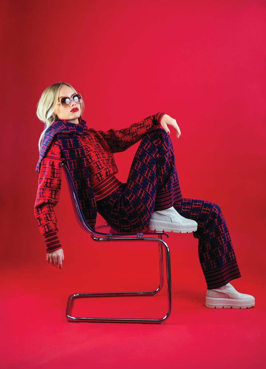 TE LOGO JACQUARD SWEATER (NEW FIT), RED/NAVY – Team Event Shop