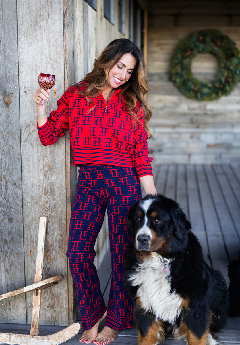 TE LOGO JACQUARD KNIT PANT, NAVY/RED – Team Event Shop
