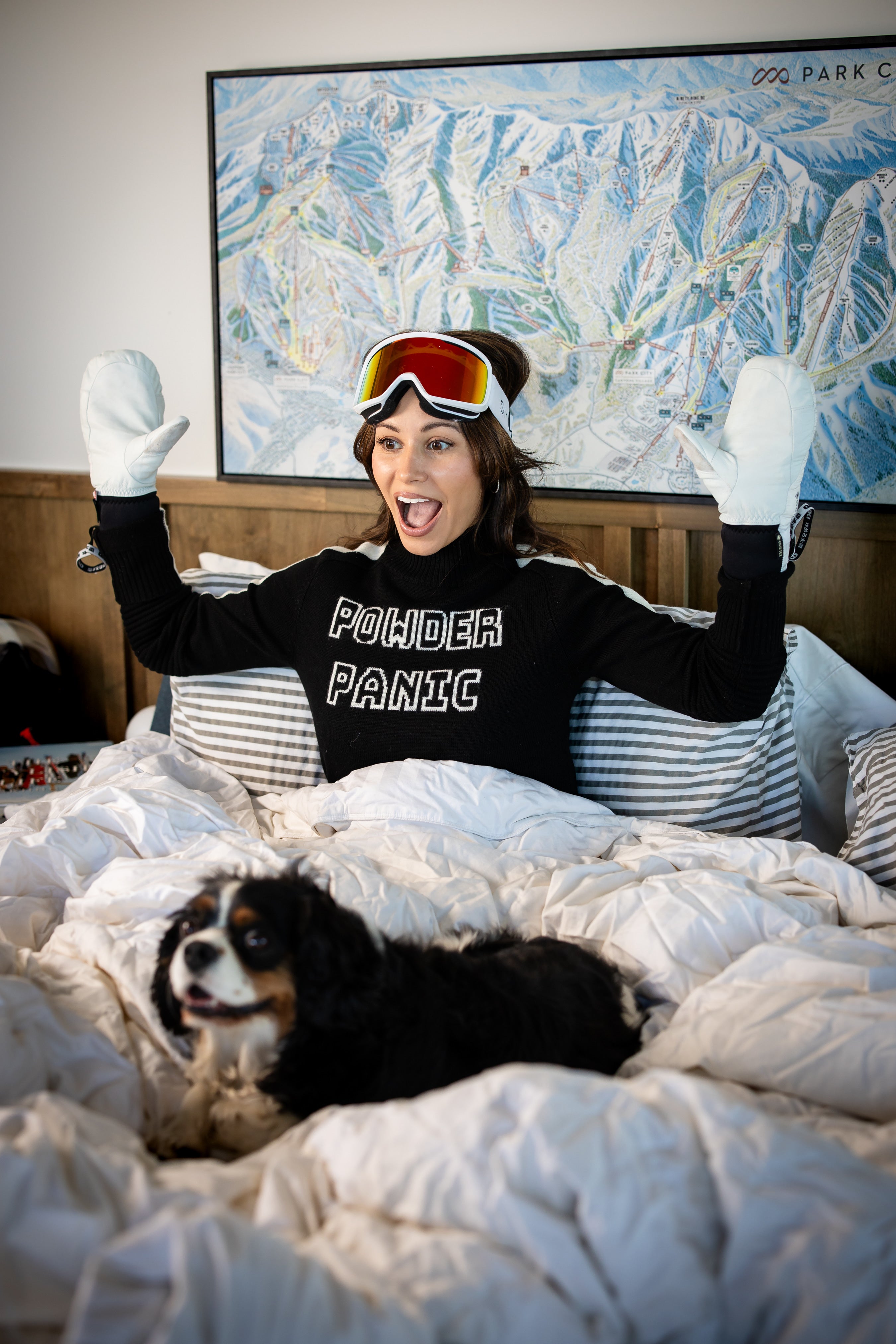 'Powder Panic' Intarsia Mock Neck