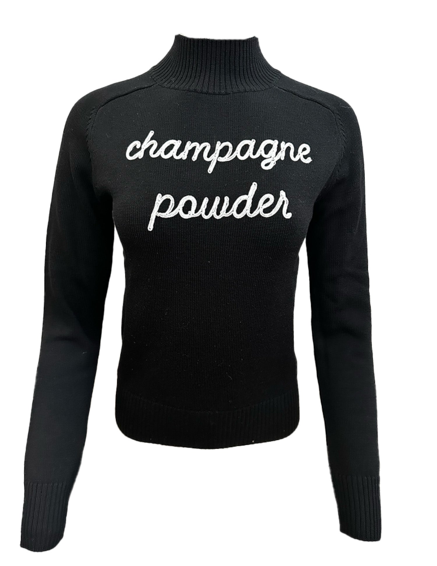 "Champagne Powder" Embroidered Mock Neck