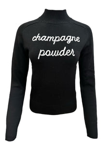 "Champagne Powder" Embroidered Mock Neck